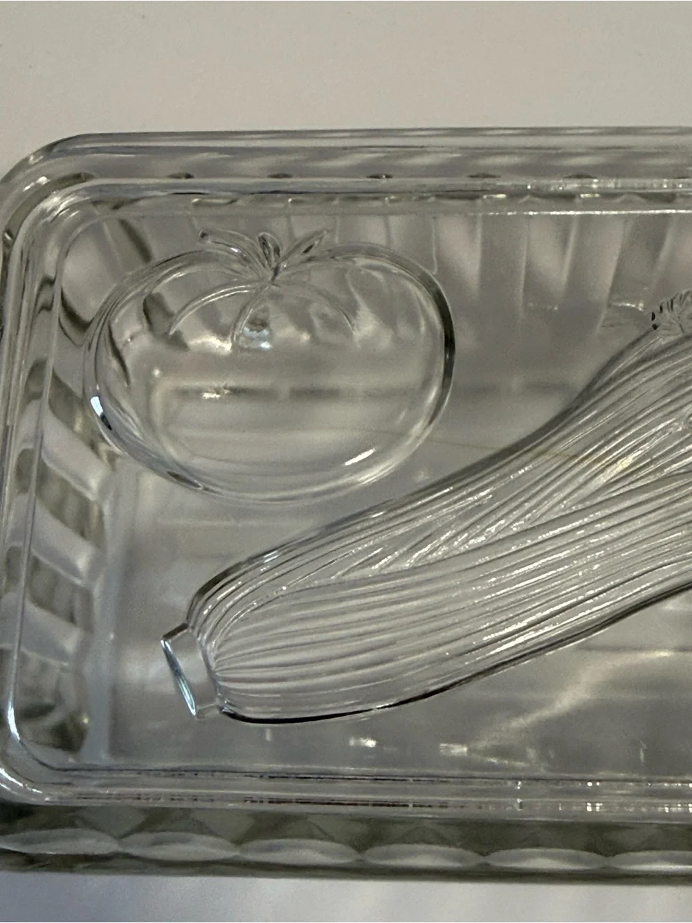 Vintage Federal Glass Vegetable Refrigerator Dish Clear